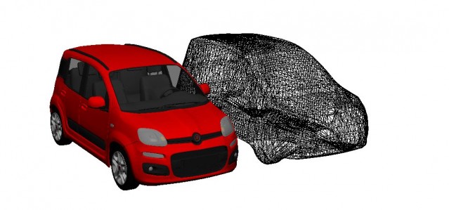 Modello DirectX-3D e DXF-3D del veicolo Fiat Panda 2011