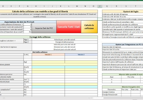 Tabella excel per il calcolo della collisione e l'estrazione automatica dei dati da pc-crash