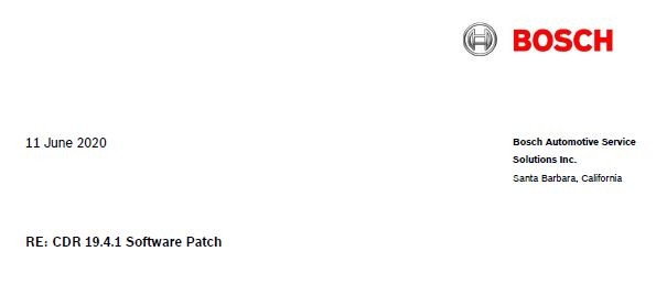 Rilasciato l'aggiornamento 19.4.1 del software CDR Bosch
