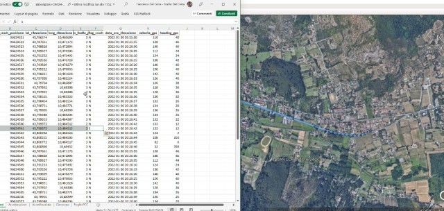 File Excel per creare il percorso KML di un veicolo dai dati GPS