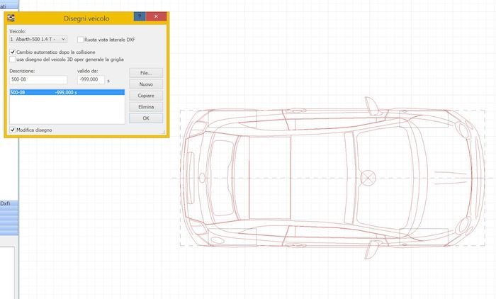 Rapprsentazione DXF di un veicolo