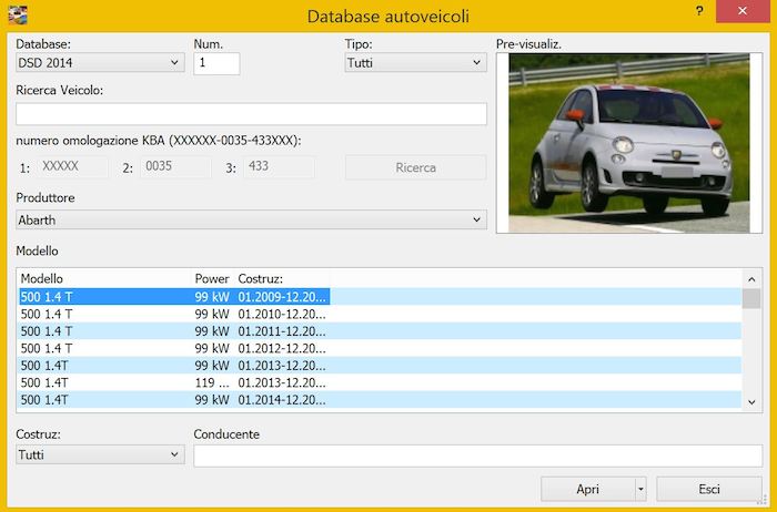 Database veicoli in PC-Crash